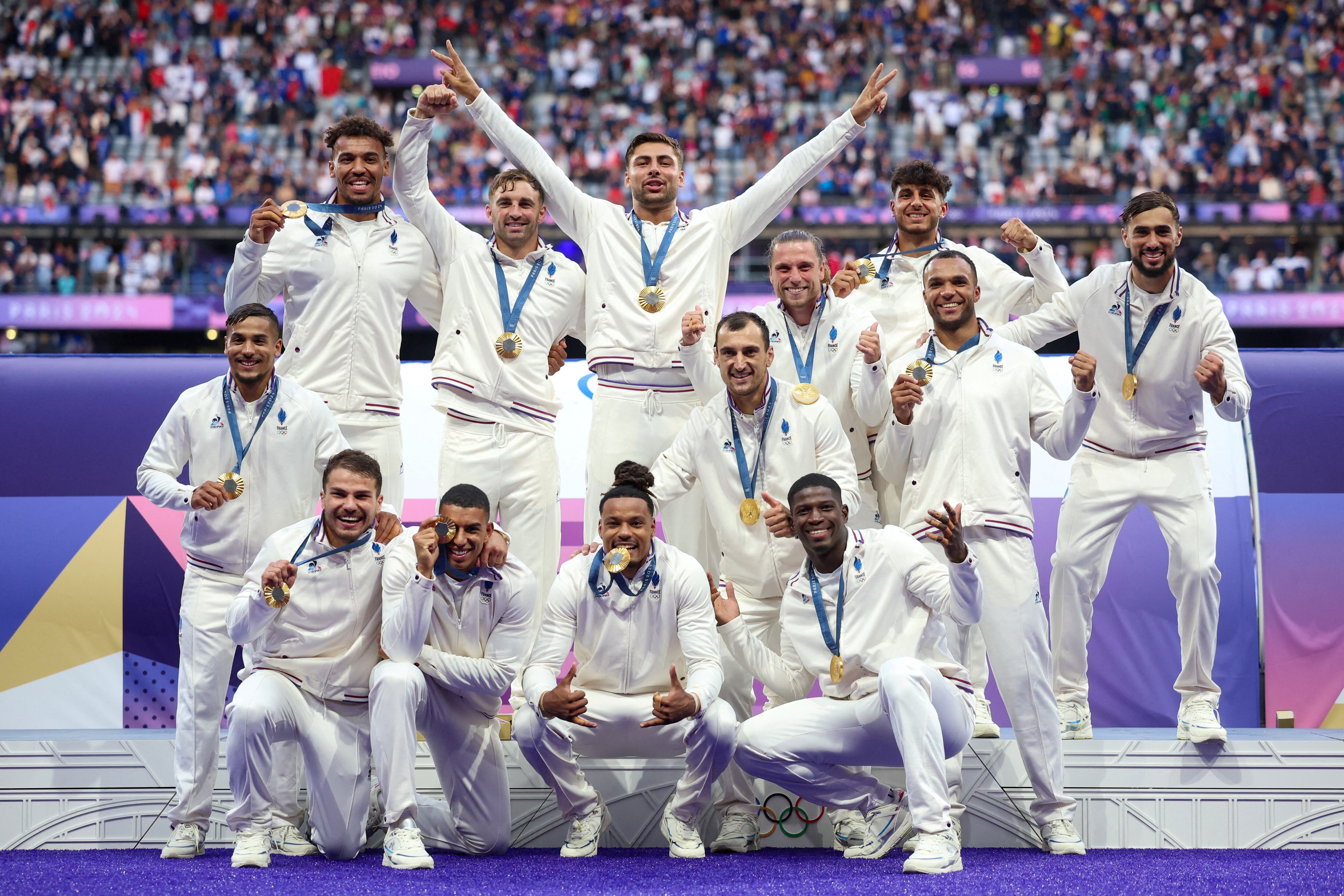 El seleccionado de rugby 7 de Francia se consagró campeón olímpico al derrotar a Fiji en la final de París 2024 (REUTERS/Phil Noble)