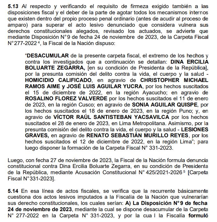 Demanda presentada el 27 de noviembre del 2023 por Patricia Benavides, está incompleta. Infobae Perú.