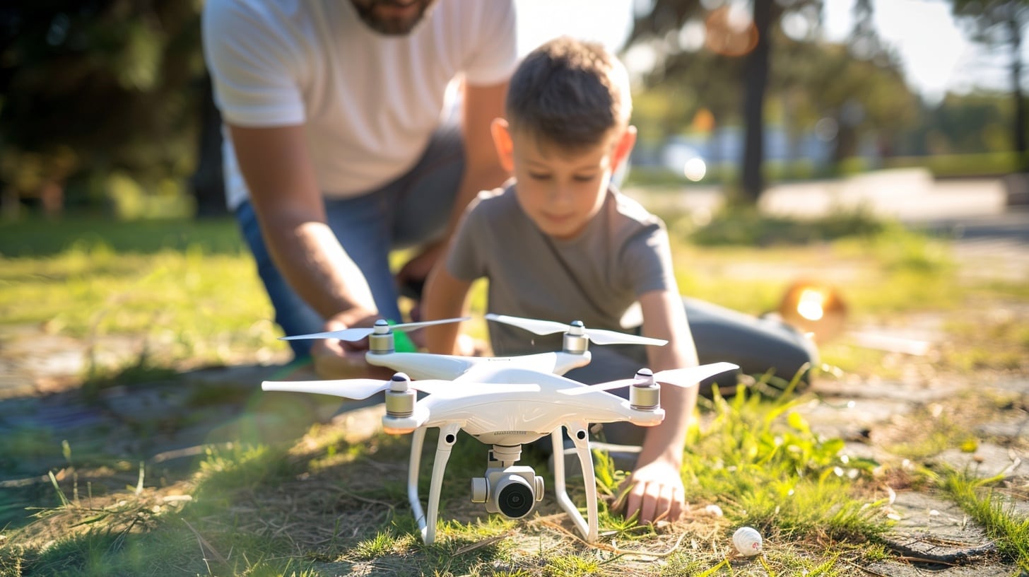 joven niño juega con dron en un parque junto a su padre (Imagen Ilustrativa Infobae)