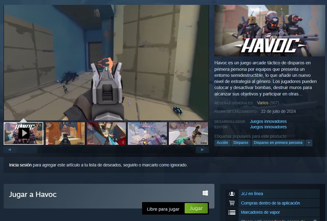 Havoc es un shooter para PC. (Steam)