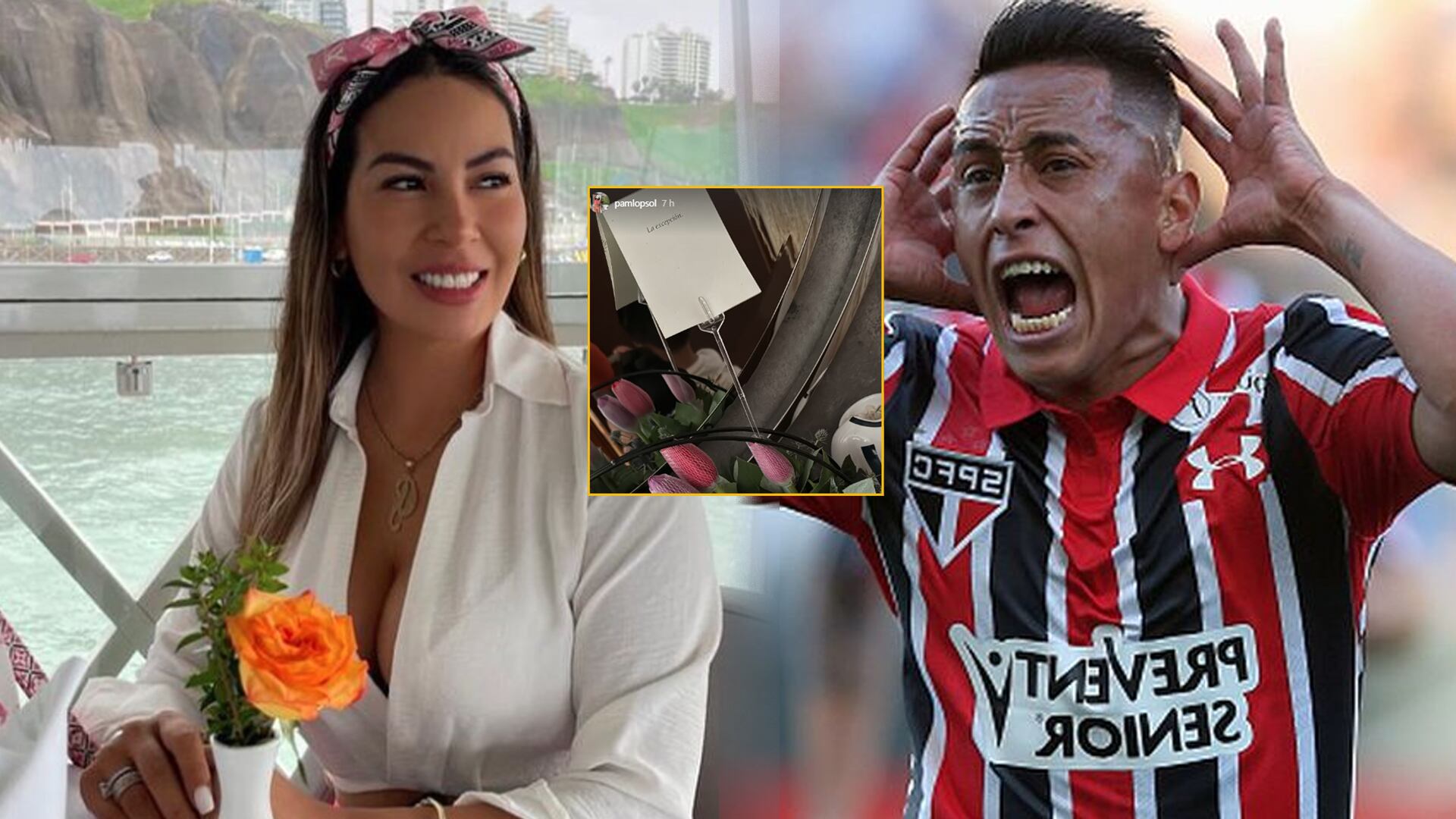 Pamela López recibe rosas en medio de su separación con Christian Cueva. (Composición: Infobae)