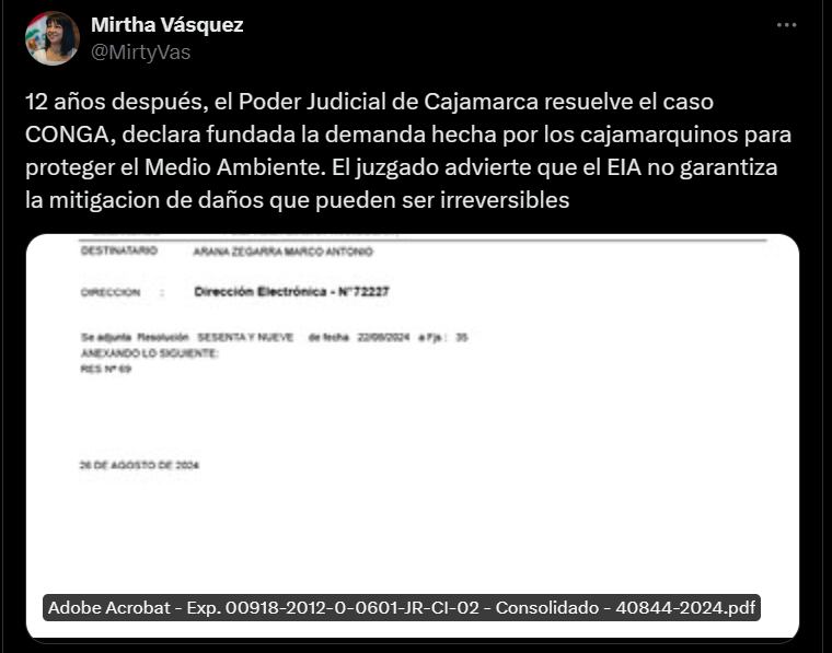 Comentario de Mirtha Vásquez. (Captura de pantalla)