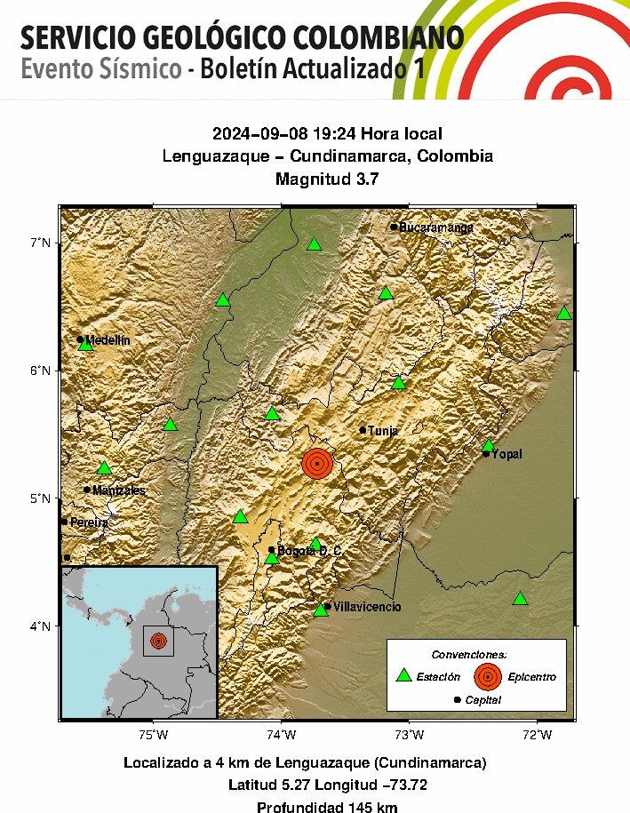 Evento sísmico en Lenguazaque (Cundinamarca) - crédito @sgcol/X