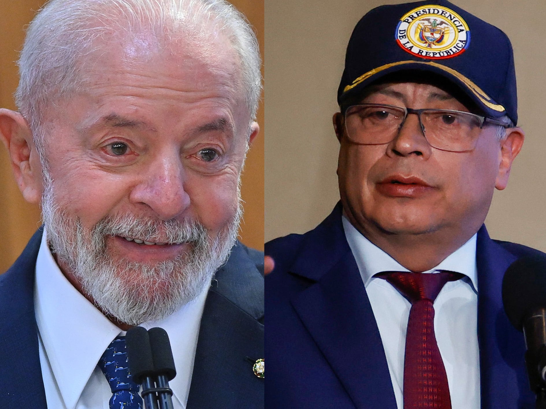 El presidente de Brasil, Luiz Inácio Lula da Silva, a la izquierda, y el presidente de Colombia, Gustavo Petro, se reunirá para hablar de la situación en Venezuela - crédito André Borges/Mauricio Dueñas Castañeda/EFE
