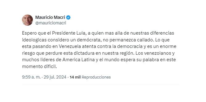 Mauricio Macri pedido a Lula