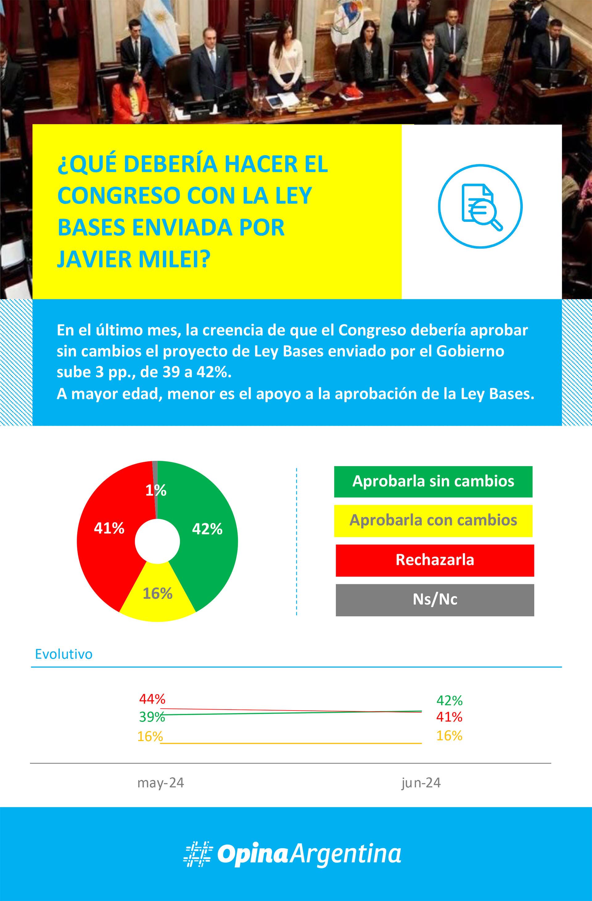 La Ley Bases tiene apoyo en la sociedad pero la dolarización no, según una encuesta