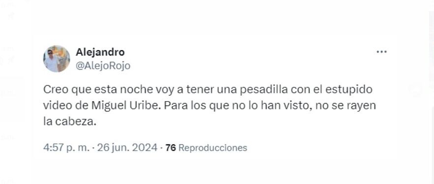 El senador Miguel Uribe Turbay generó polémica con un video en TikTok donde aparece "boxeando" - crédito @AlejoRojo / X