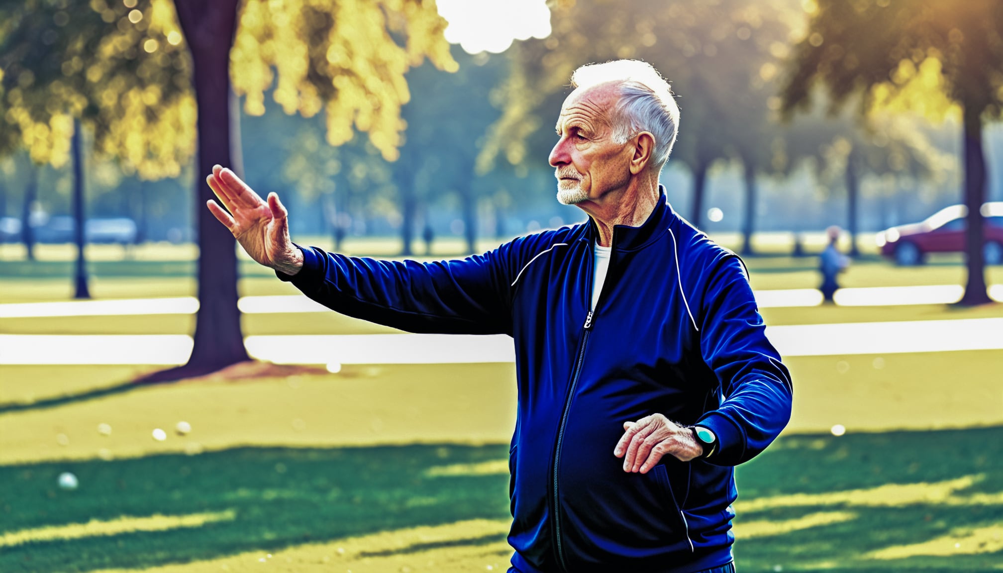 Abuelo realiza movimientos fluidos de tai chi en un espacio tranquilo, evidenciando cómo las artes marciales adaptadas son fundamentales para el bienestar físico y mental en la tercera edad. Su práctica es un pilar para mantener la salud y el equilibrio. (Imagen ilustrativa Infobae)