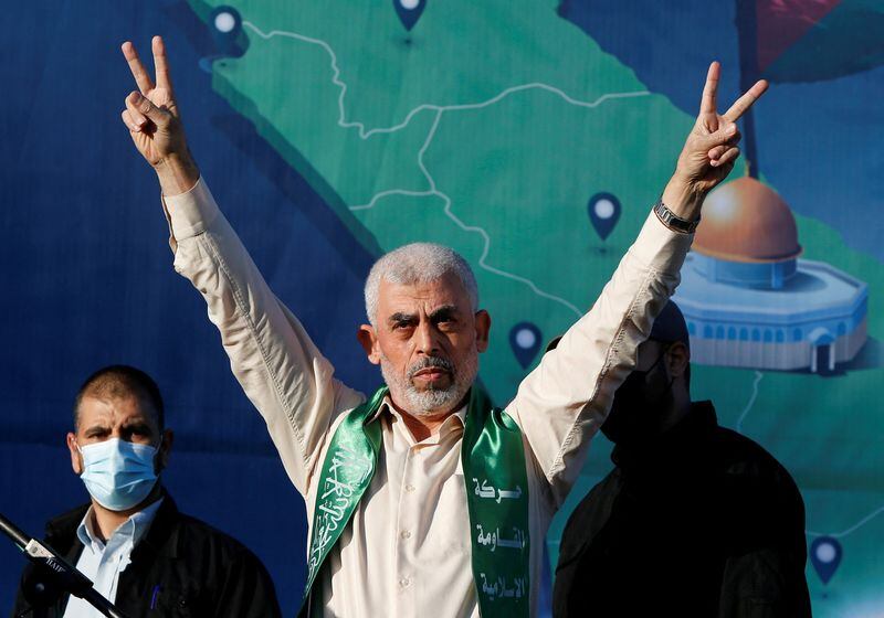 Yehya Sinwar durante una manifestación contra Israel en la ciudad de Gaza en mayo de 2021 (REUTERS/Mohammed Salem)