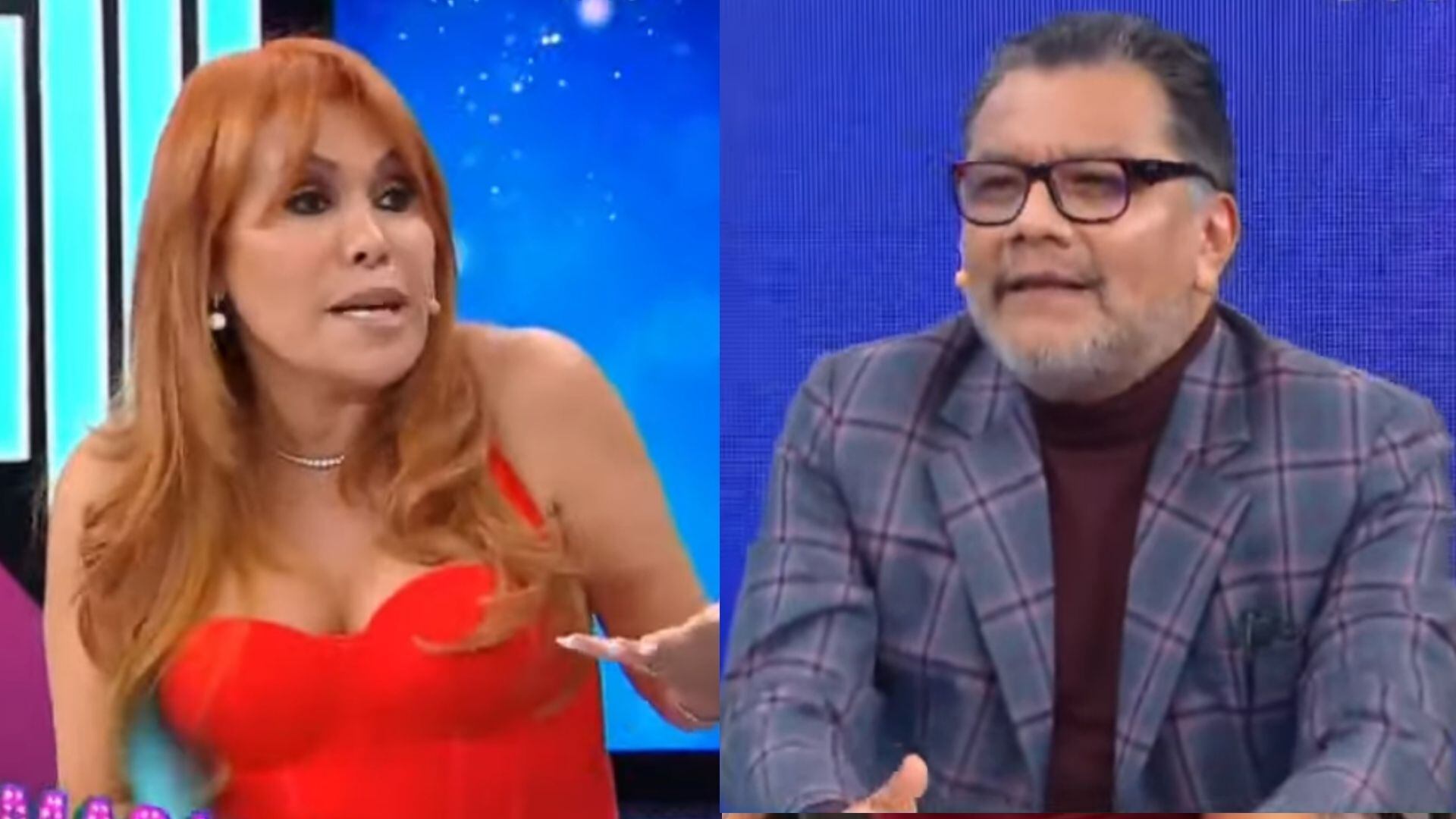 La tensa discusión entre Magaly Medina y Tomás Angulo por justificar agresiones contra Pamela López. ATV.