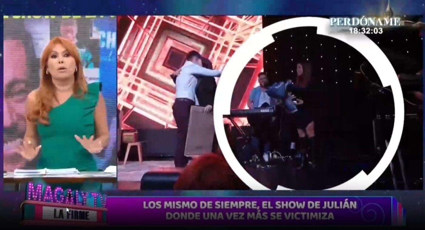 Julián Zucchi hace desplante a Priscila Mateo durante su show, según Magaly Medina. (Captura: Magaly TV La Firme)