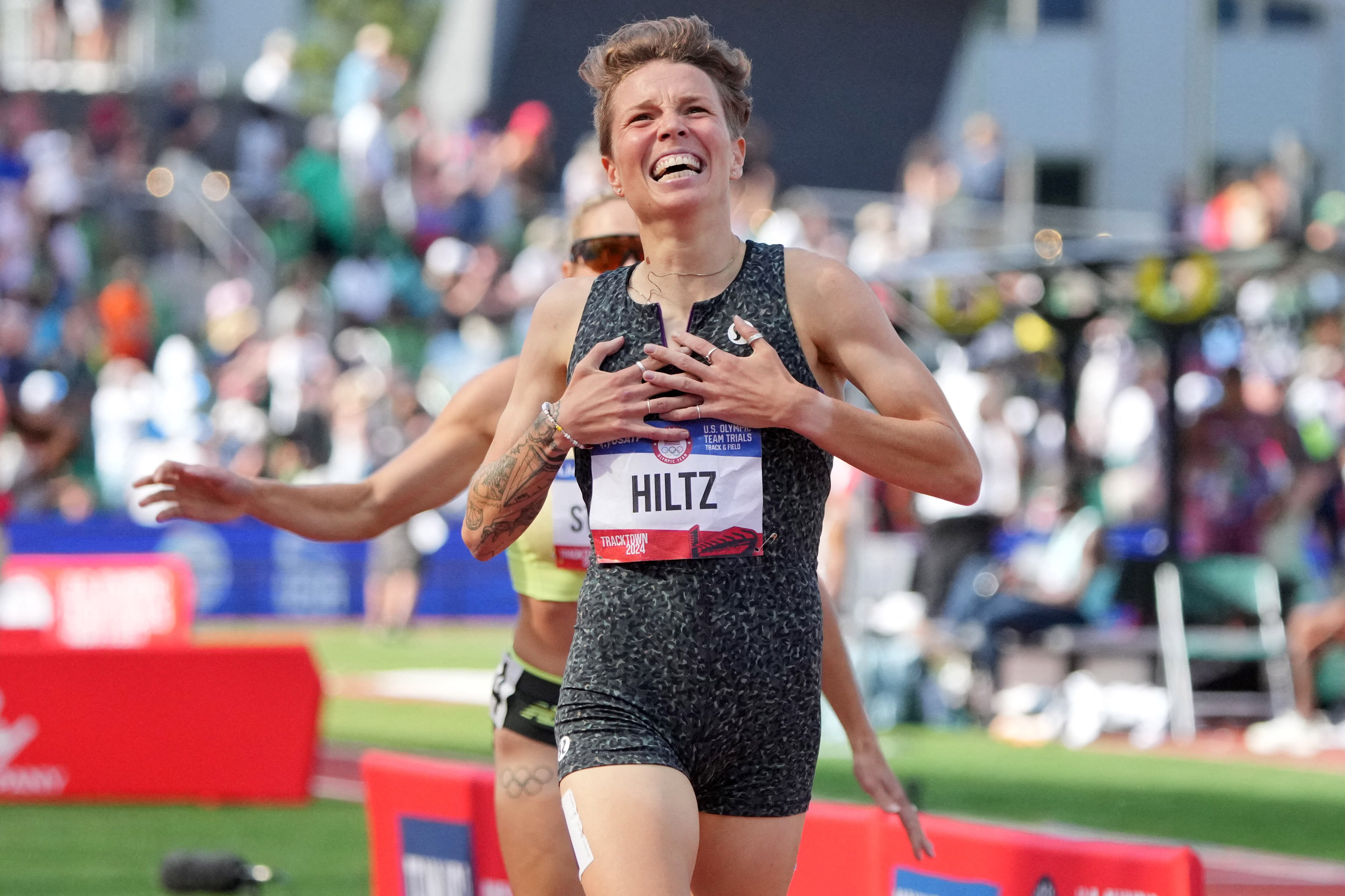 Enfrentando críticas feroces, Hiltz ha encontrado apoyo abrumador, personificando la resiliencia y el empoderamiento en el atletismo. (Kirby Lee-USA TODAY Sports)