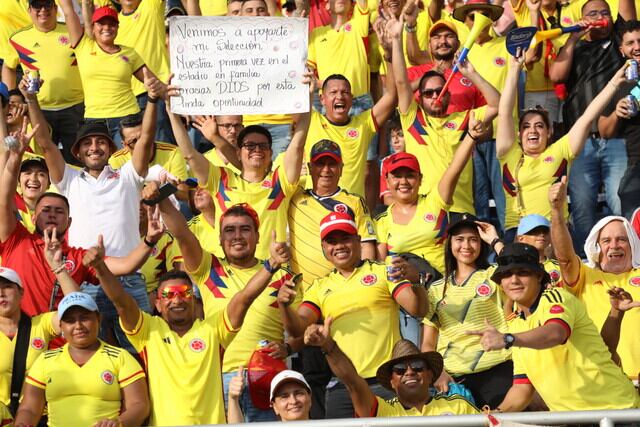 Hinchas de la Selección Colombia acompañan a la tricolor en un partido de fútbol - crédito Colprensa