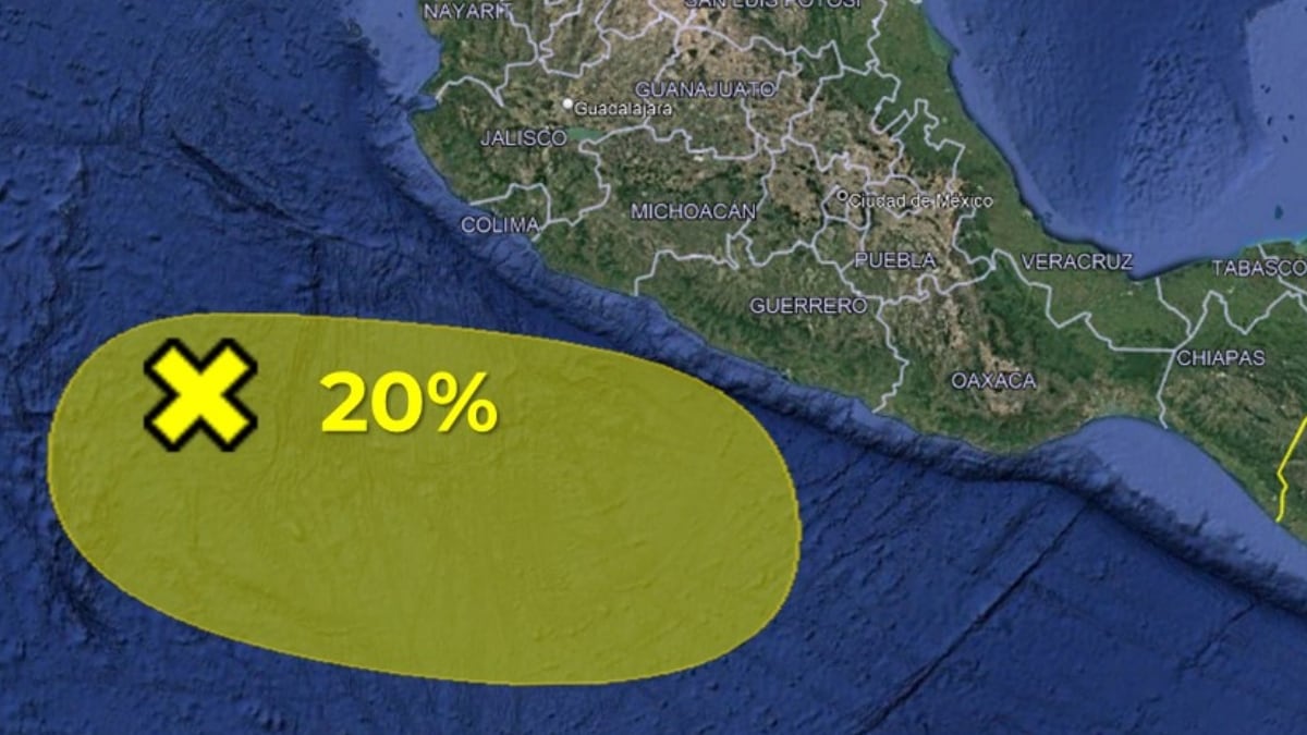 Foto con la ubicación del potencial ciclón tropical en el Océano Pacífico