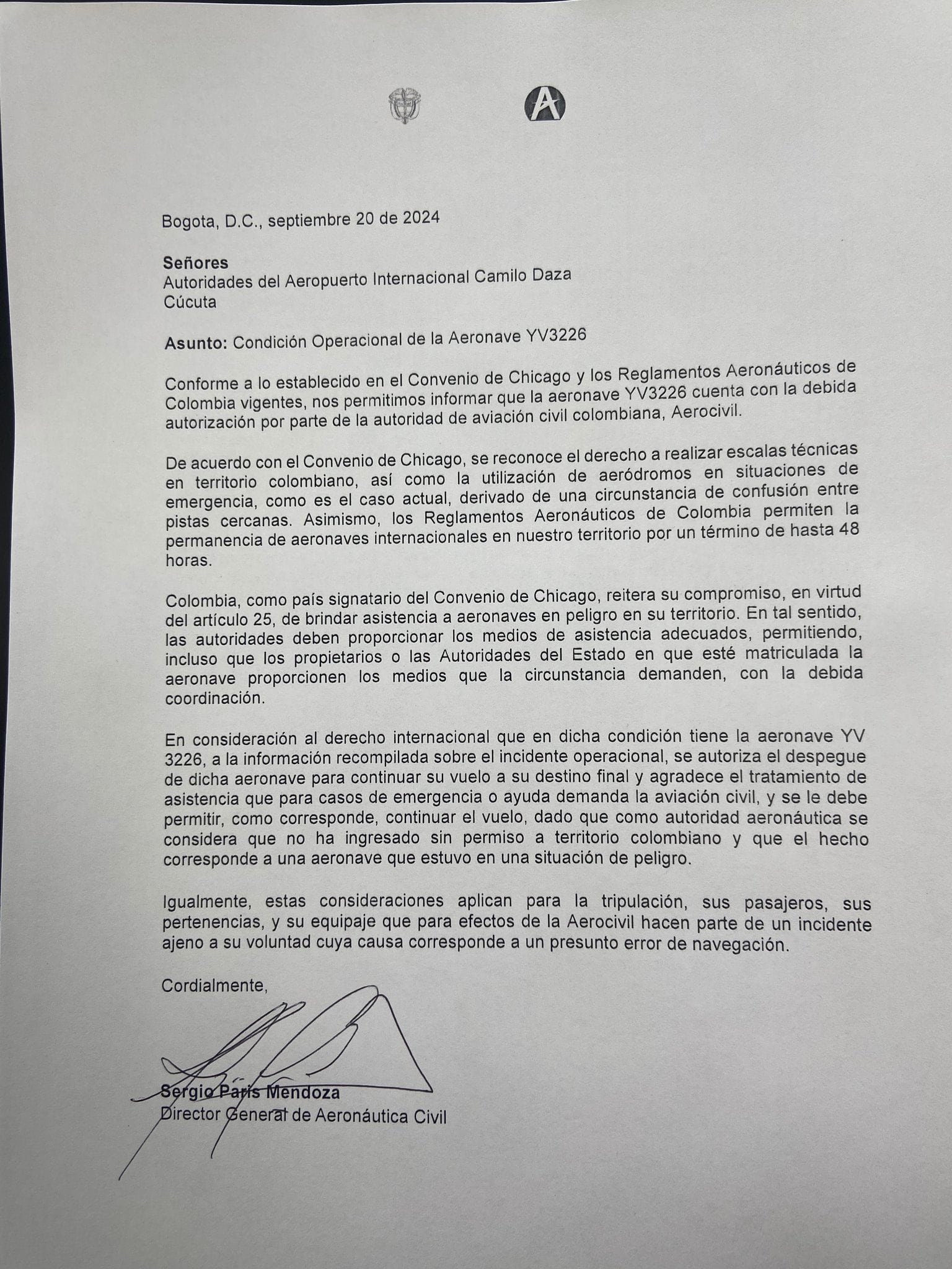 La Aeronáutica Civil emitió un comunicado sobre la condición operacional de la aeronave venezolana - crédito @petrogustavo/X