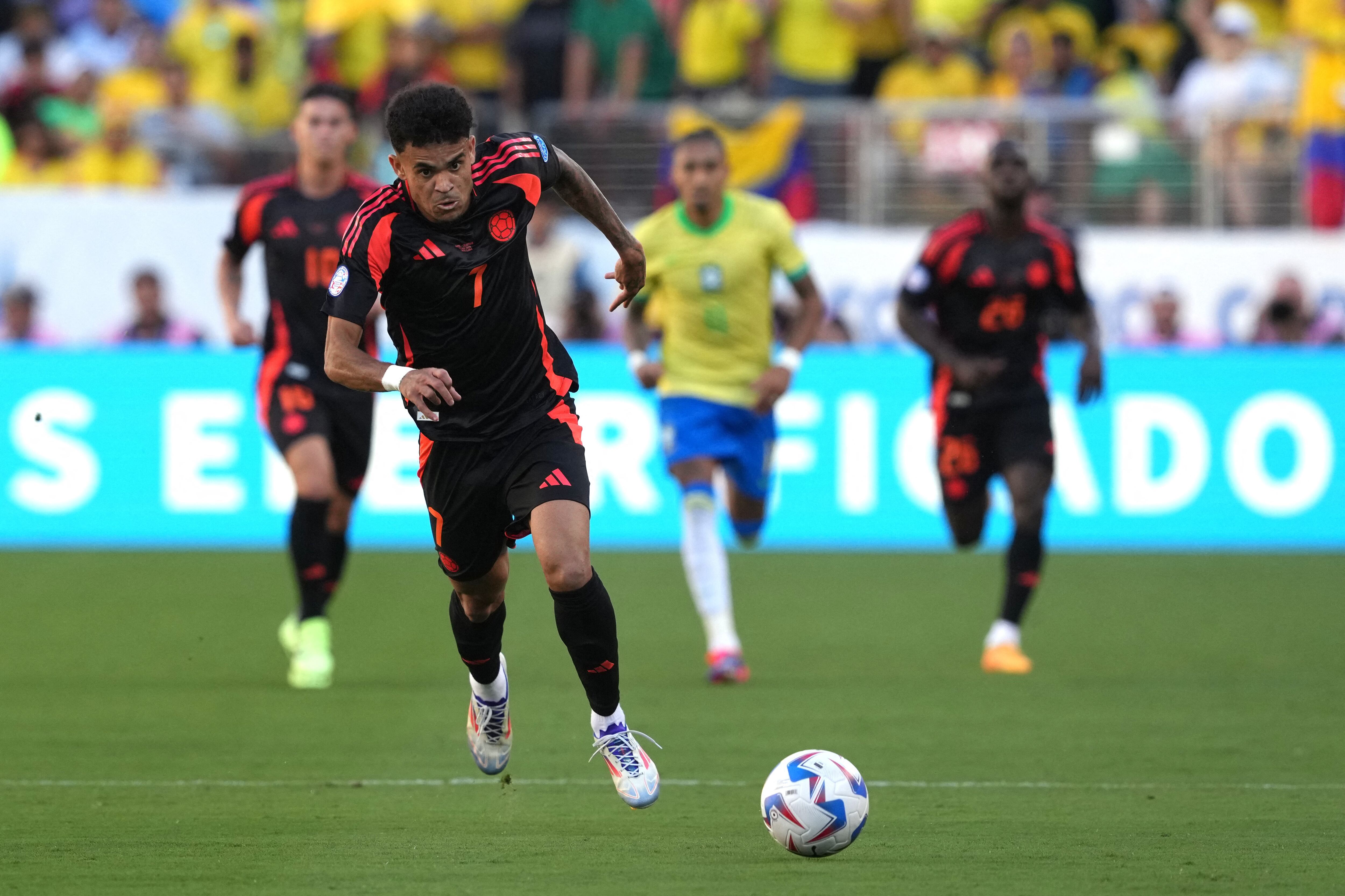 Luis Díaz es el jugador con mejor momento en la selección Colombia, proveniente del Liverpool - crédito Darren Yamashita/USA TODAY Sports