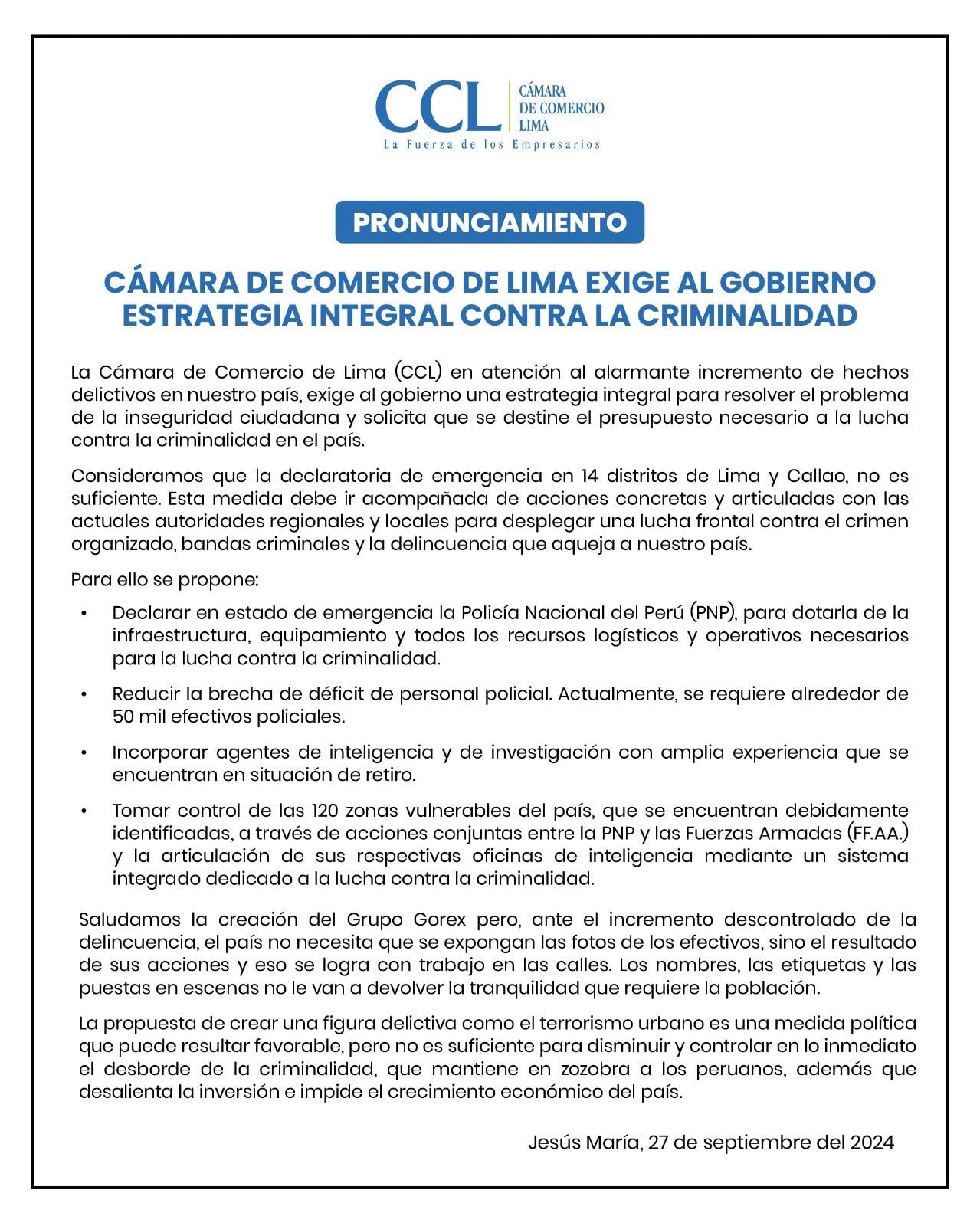 Estado de emergencia en distritos de Lima y Callao genera reacciones de gremios