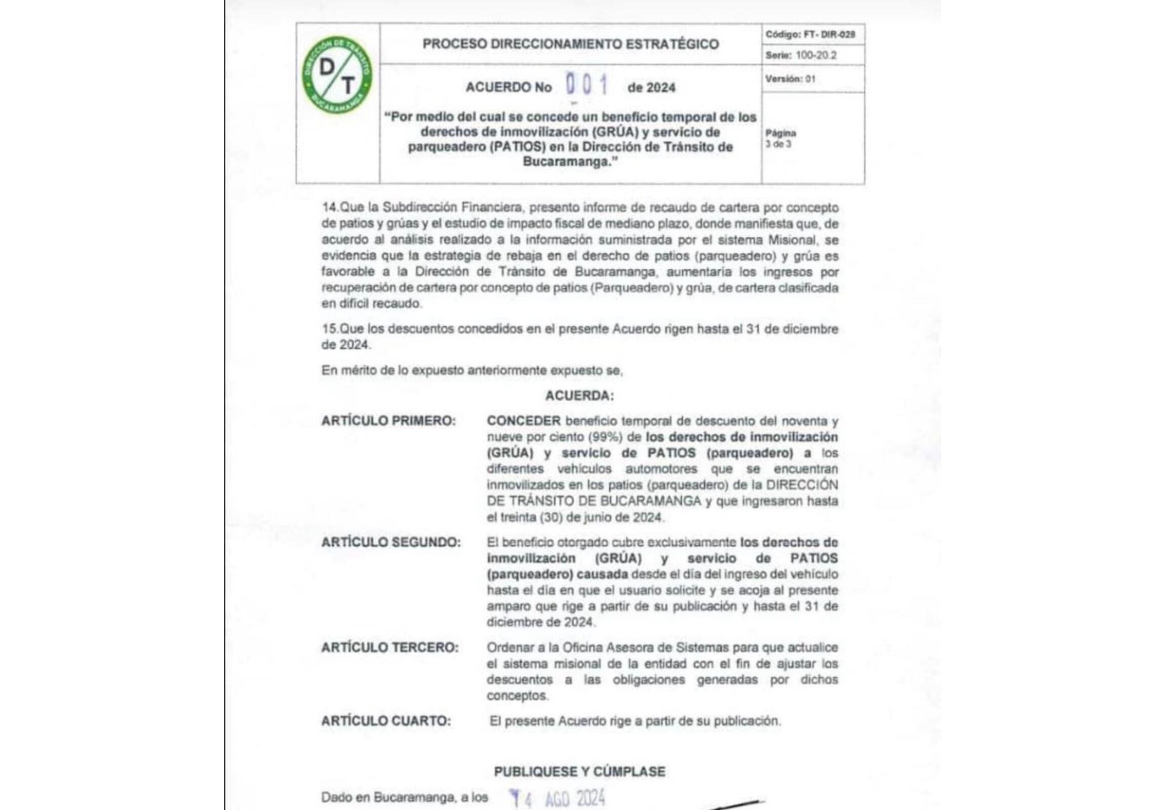 Dirección de Tránsito de Bucaramanga