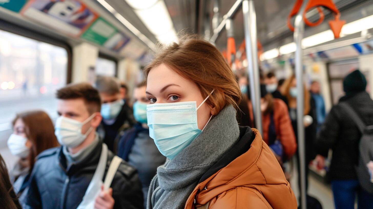 Personas en un vagón de subte, todas con mascarillas faciales, evidenciando las precauciones tomadas durante la pandemia de Covid-19. La imagen muestra cómo el transporte público se adapta a las nuevas normas de salud y prevención, enfatizando el compromiso colectivo en la lucha contra el virus y enfermedades respiratorias. (Imagen ilustrativa Infobae)