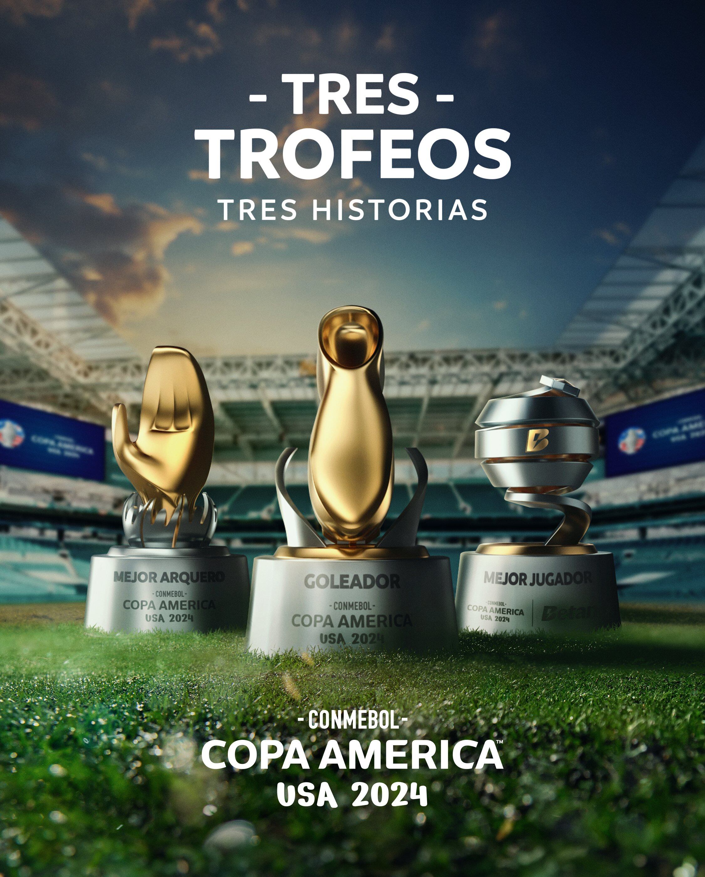 Estos serán los trofeos con los que serán reconocidos los mejores jugadores de la Copa América USA 2024 - crédito Conmebol