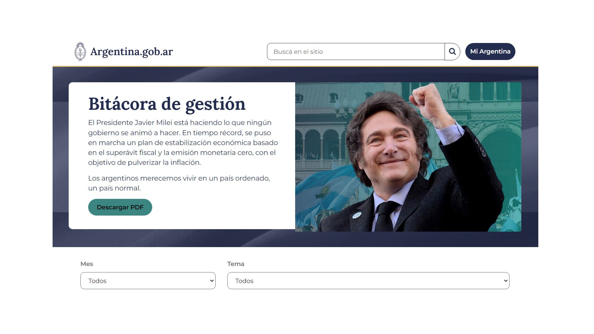 milei bitacora de gestion portada