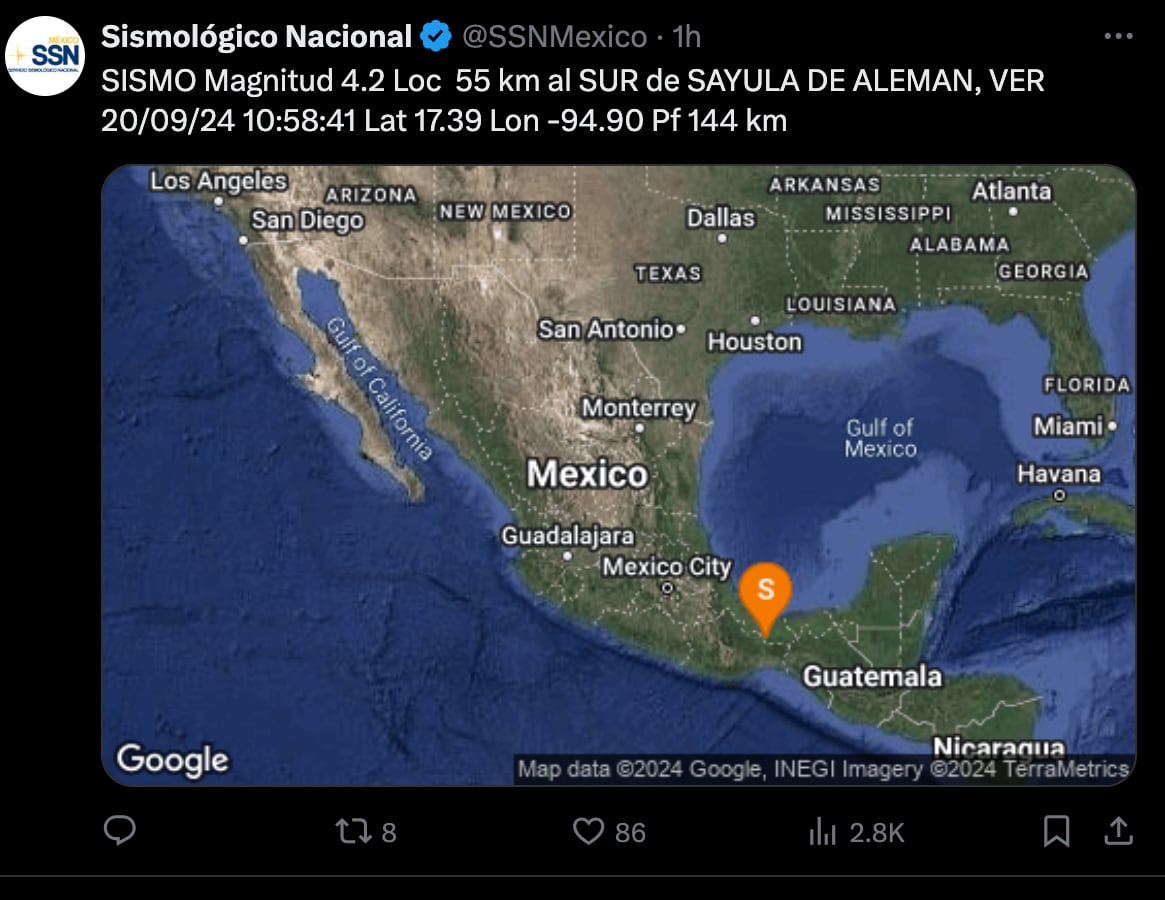 Temblor hoy 20 de septiembre en México: se registró un sismo de magnitud 5.0 en Chiapas 