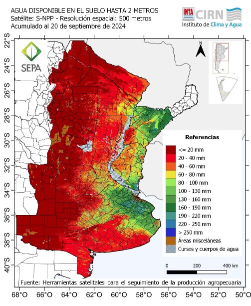 Mapa de agua disponible en el suelo