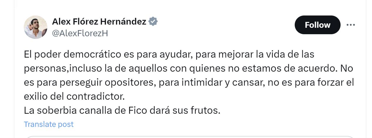 El senador Alex Flórez Hernández arremetió contra Federico Gutiérrez por helicóptero que rodeaba la casa de Daniel Quintero - crédito @AlexFlorezH/X