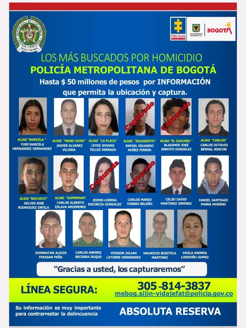 En Bogotá, la Policía Metropolitana ha detenido a alias Eduardito y alias El Guajiro, ambos señalados por múltiples homicidios, en acciones coordinadas para enfrentar el crimen organizado - crédito Mebog