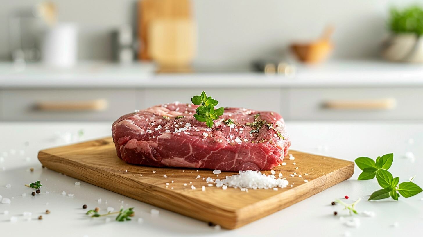 Imagen de una jugosa chuleta de carne sobre madera, enfatizando el valor de la proteína en una alimentación equilibrada. La carne, considerada fundamental en la gastronomía y nutrición, aguarda su preparación culinaria. Palabras clave: jugosa chuleta, valor proteico, alimentación equilibrada, carne esencial, gastronomía, preparación culinaria, nutrición saludable, ingrediente cocina, componente dieta, sustento alimenticio. (Imagen ilustrativa Infobae)