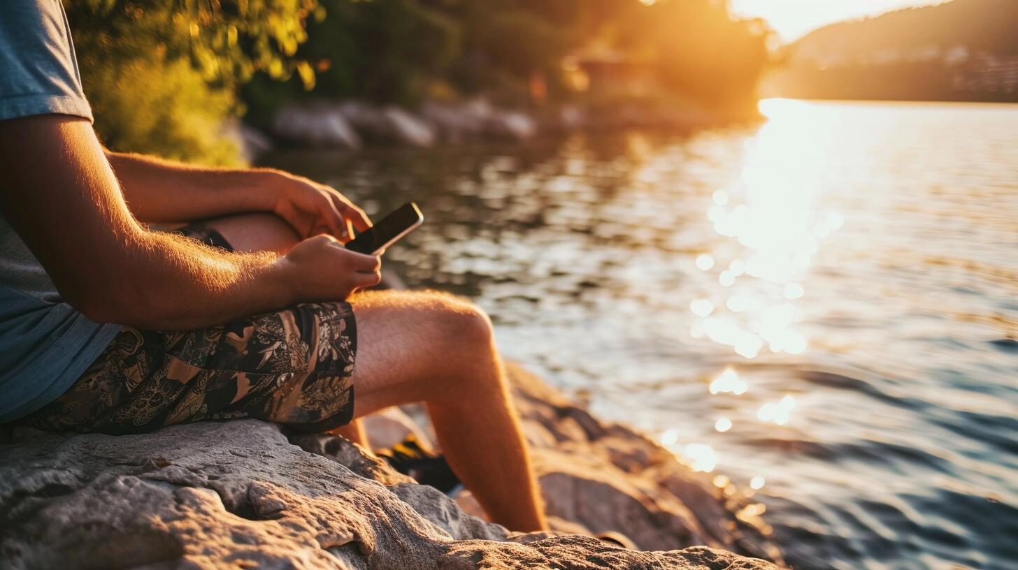 Imagen de alguien relajado en un ambiente de vacaciones, concentrado en la lectura de un libro digital en su smartphone. Destaca cómo la tecnología ha transformado la experiencia de la lectura, permitiendo acceder a una amplia gama de literatura, desde novelas hasta cuentos, en formatos digitales como ePub. La fotografía refleja la fusión de la tecnología y la cultura en la vida cotidiana. (Imagen ilustrativa Infobae)