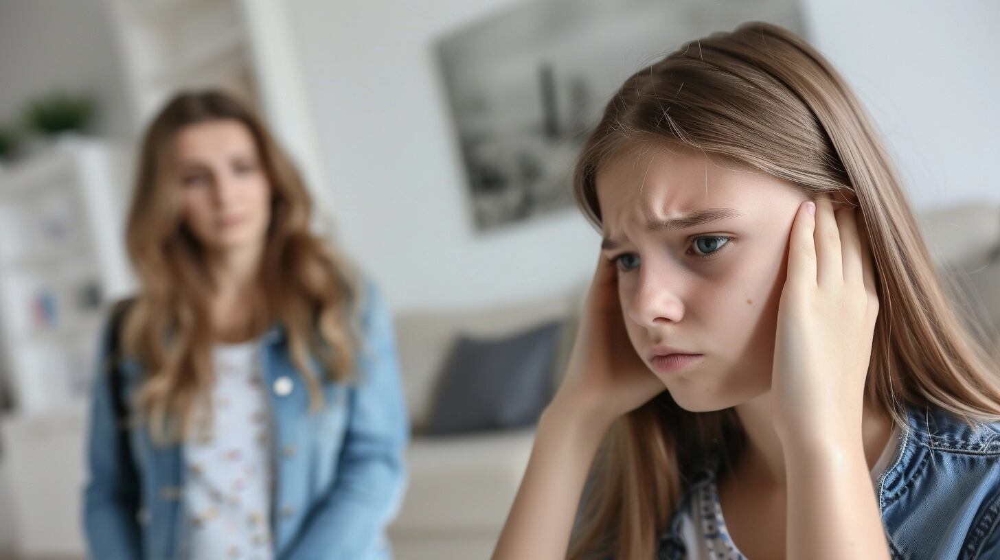 En una escena de la vida cotidiana, una madre señala a su hija, que responde con una mirada de frustración. Este momento representa un desafío en el proceso de crianza, mostrando cómo el enojo puede surgir de malentendidos o diferencias de opinión. La fotografía subraya la necesidad de abordar estos conflictos con empatía y buscar soluciones que fortalezcan la relación parental. (Imagen ilustrativa Infobae)