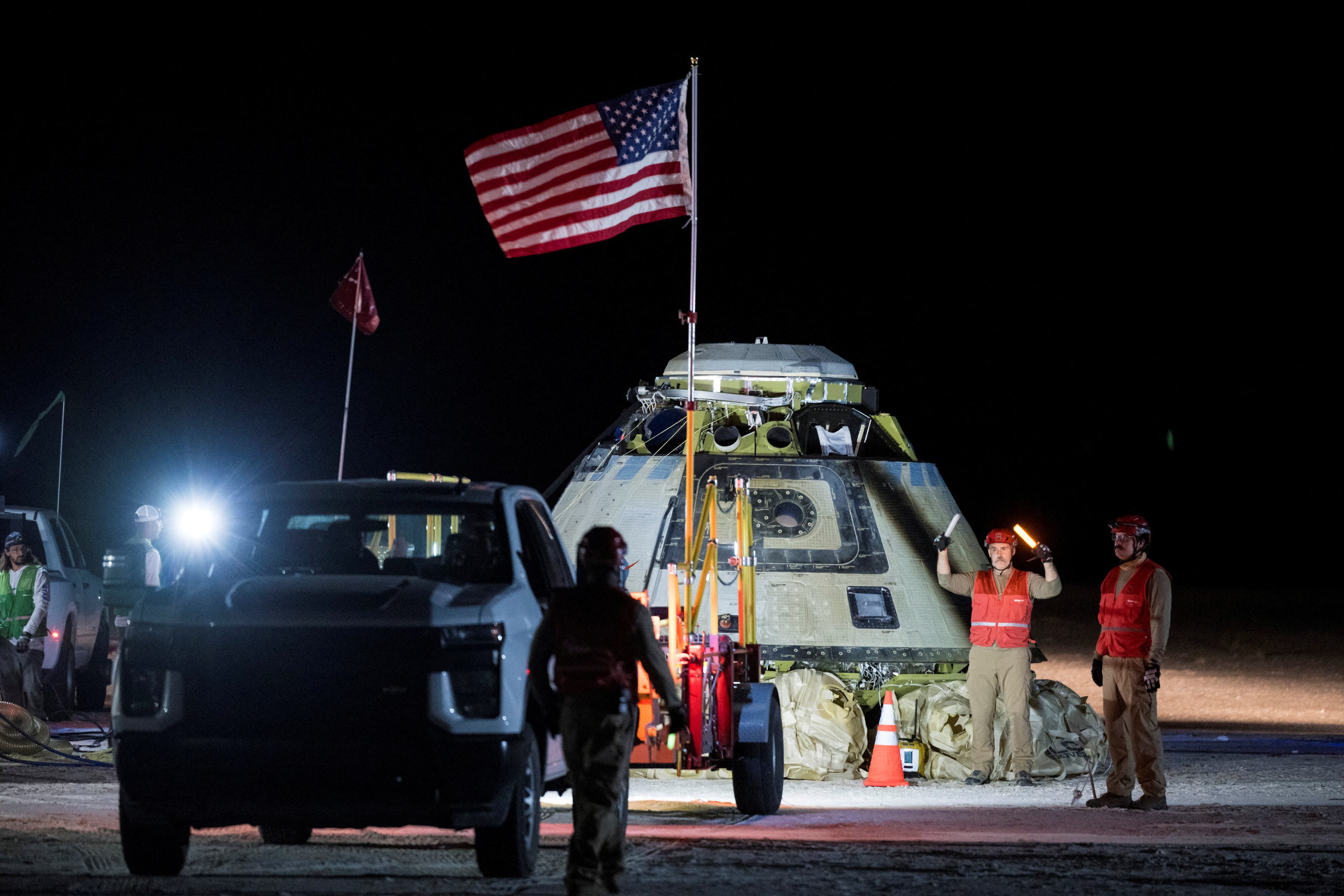 Starliner aterrizó en el Campo de Misiles de White Sands tras una misión de tres meses. (NASA/Aubrey Gemignani)