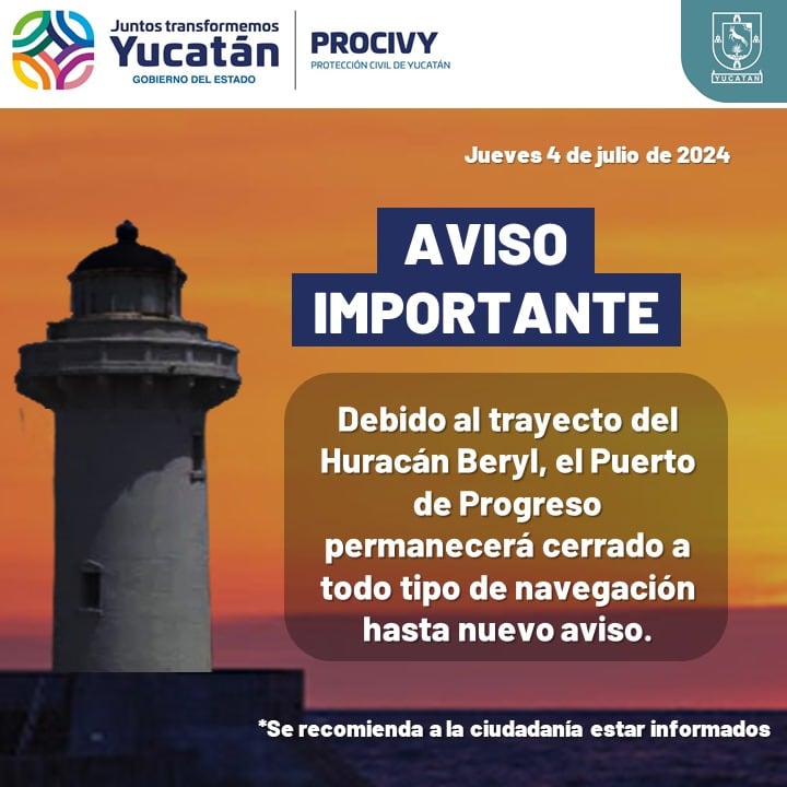 huracán beryl puerto progreso