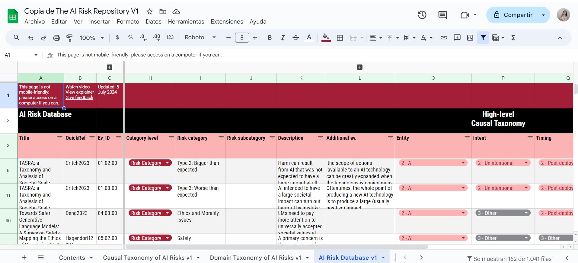 El repositorio se encuentra disponible en un Google Sheet público. (MIT)