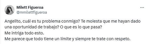 Milett Figueroa respondió a Ángel de Brito.