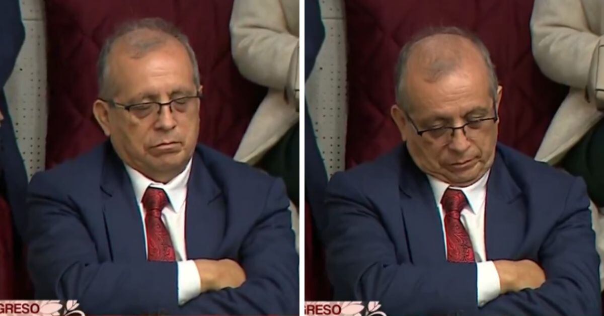 Nicanor Boluarte, hermano de la presidente, fue captado durmiendo antes y durante el Mensaje a la Nación.