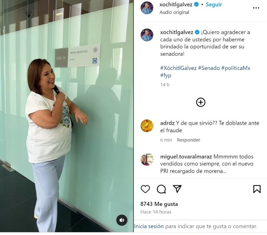 Xóchitl Gálvez dejó su oficina en el Senado. | Instagram