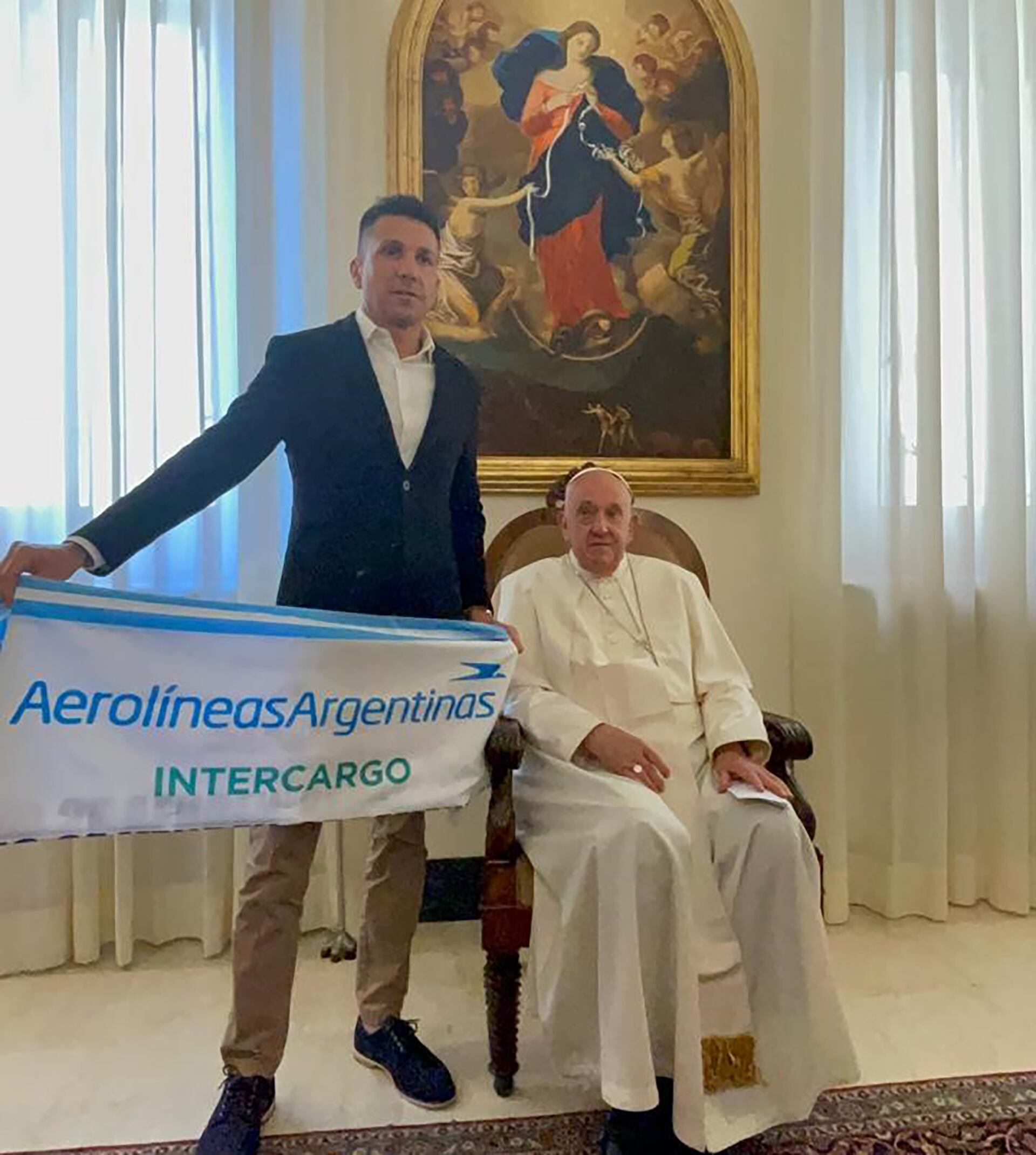 El papa Francisco y Juan Pablo Brey, de Aeronavegantes