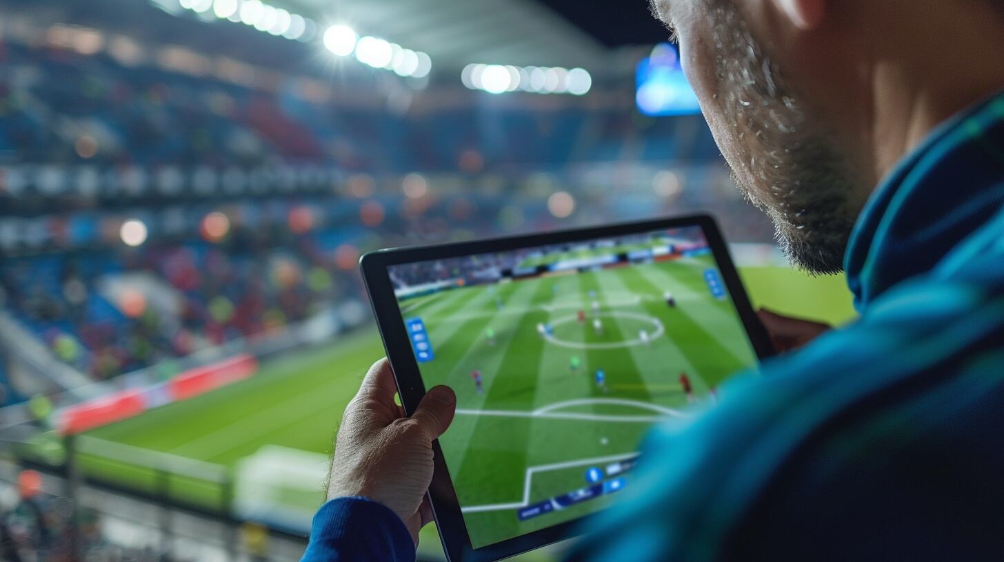 Persona disfrutando de un partido de fútbol en dispositivos electrónicos: computadora, tableta, móvil. - (Imagen Ilustrativa Infobae)