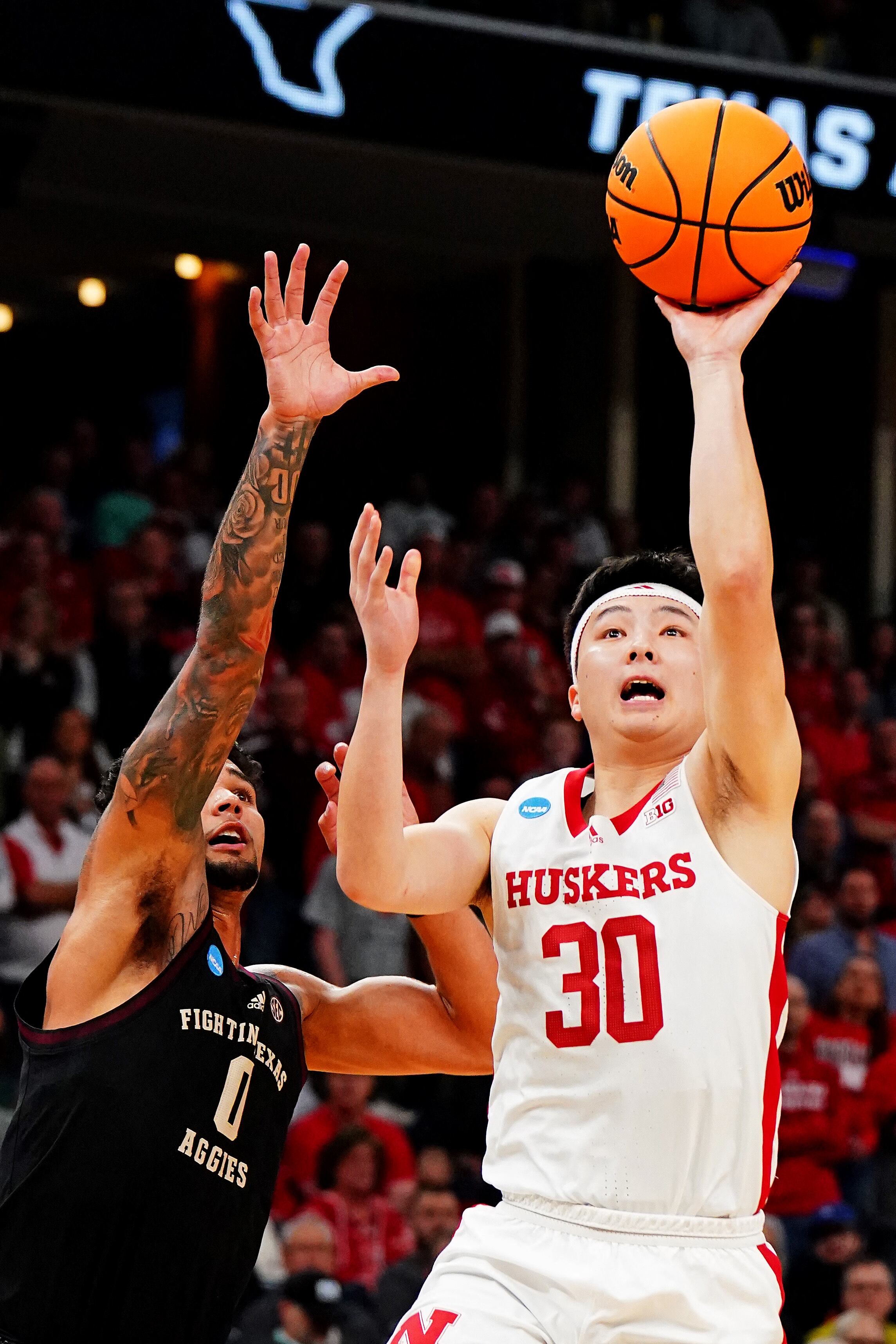 Tominaga durante un partido de Nebraska, en marzo de 2024 (Foto John David Mercer-USA TODAY Deportes)