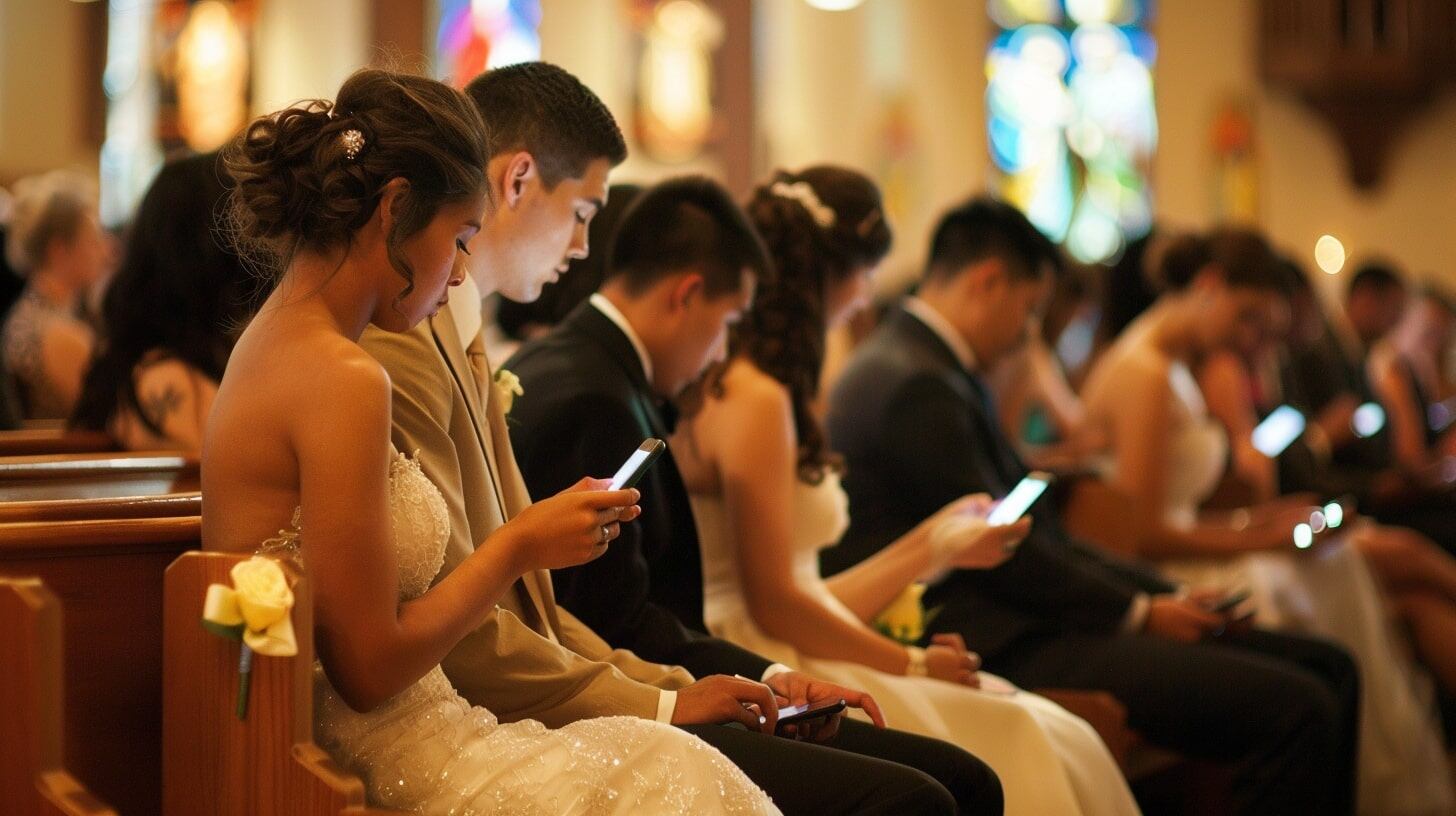 Celulares en bodas, gente usando celular enb bodas, celulares, bodas - (Imagen Ilustrativa Infobae)