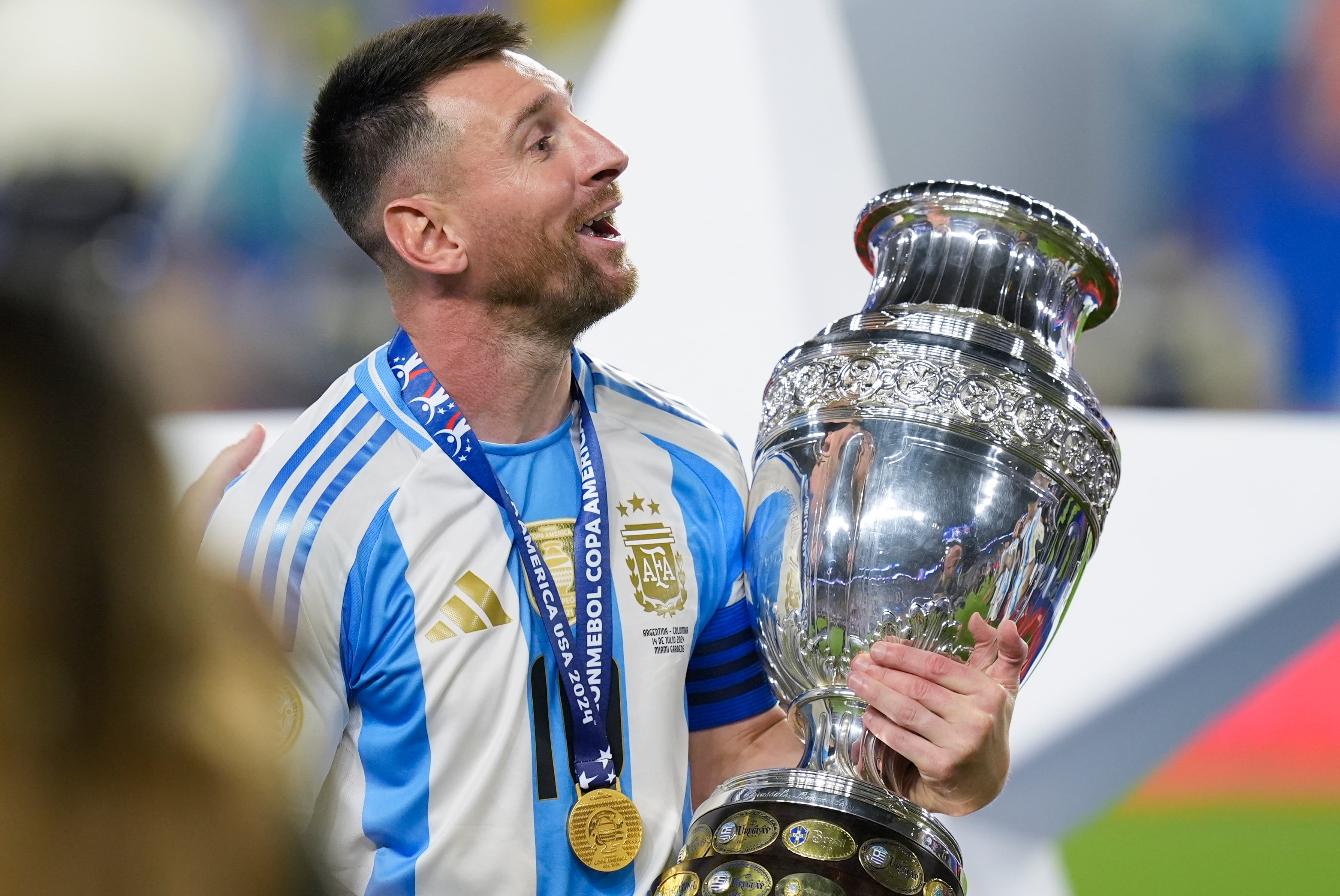 Messi y su segunda Copa América consecutiva (AP Foto/Rebecca Blackwell)