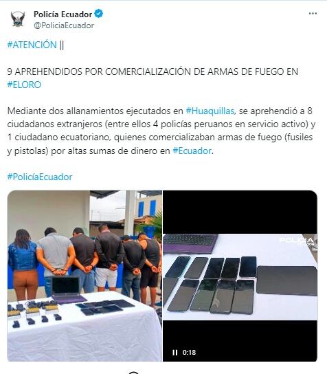 Comunicado de la PNP de Ecuador