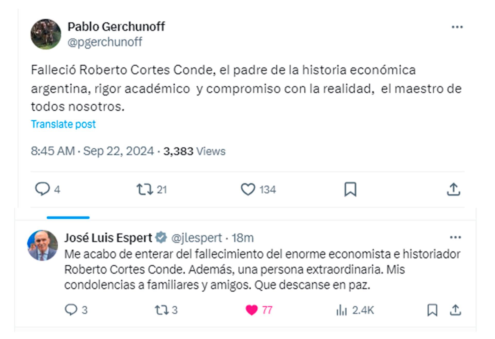 Roberto Cortés Conde Fallecimiento Historia económica