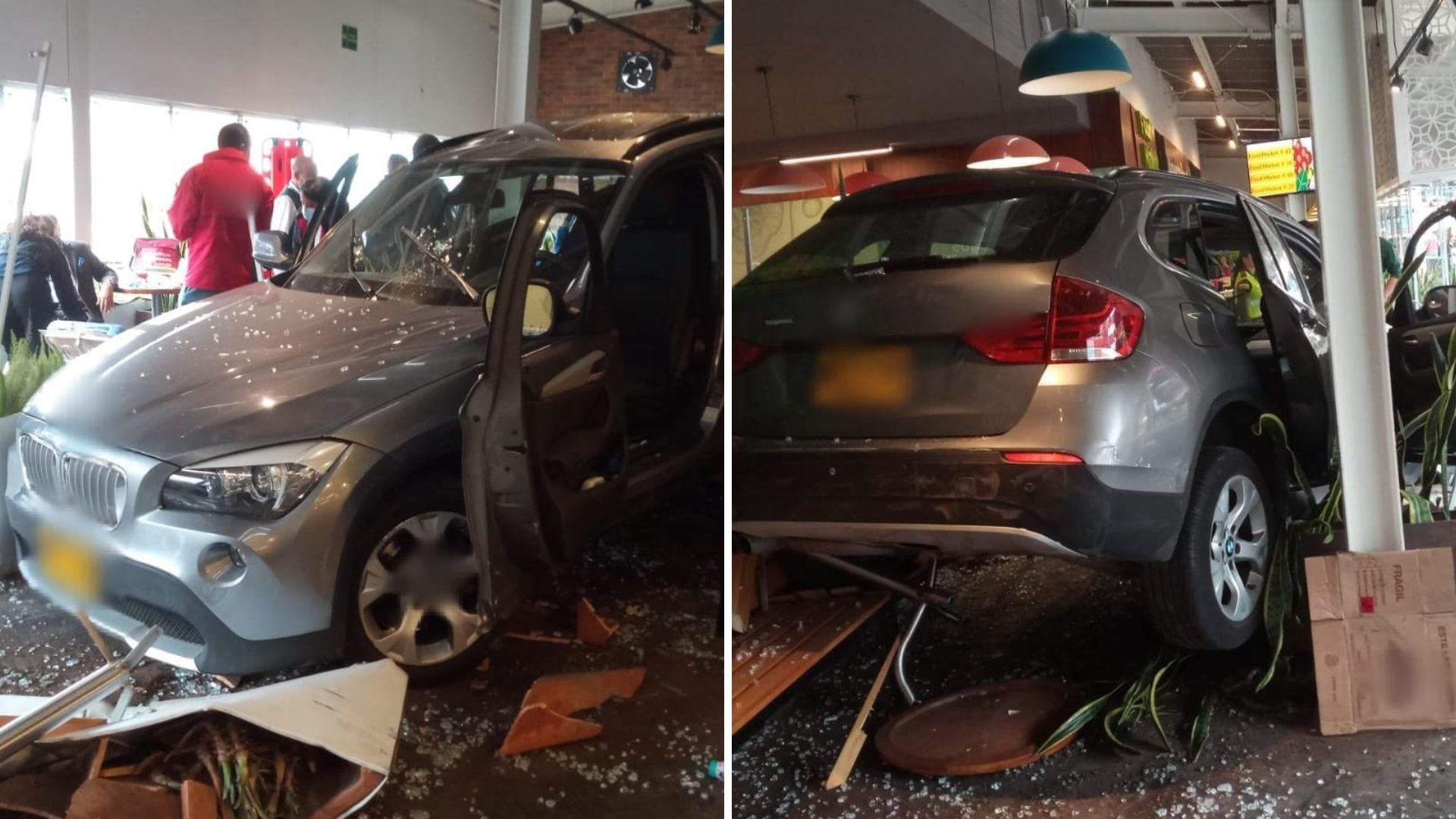 Un BMW se estrelló contra un Carulla en Cedritos, en el norte de Bogotá: revelan videos y la identidad de la conductora