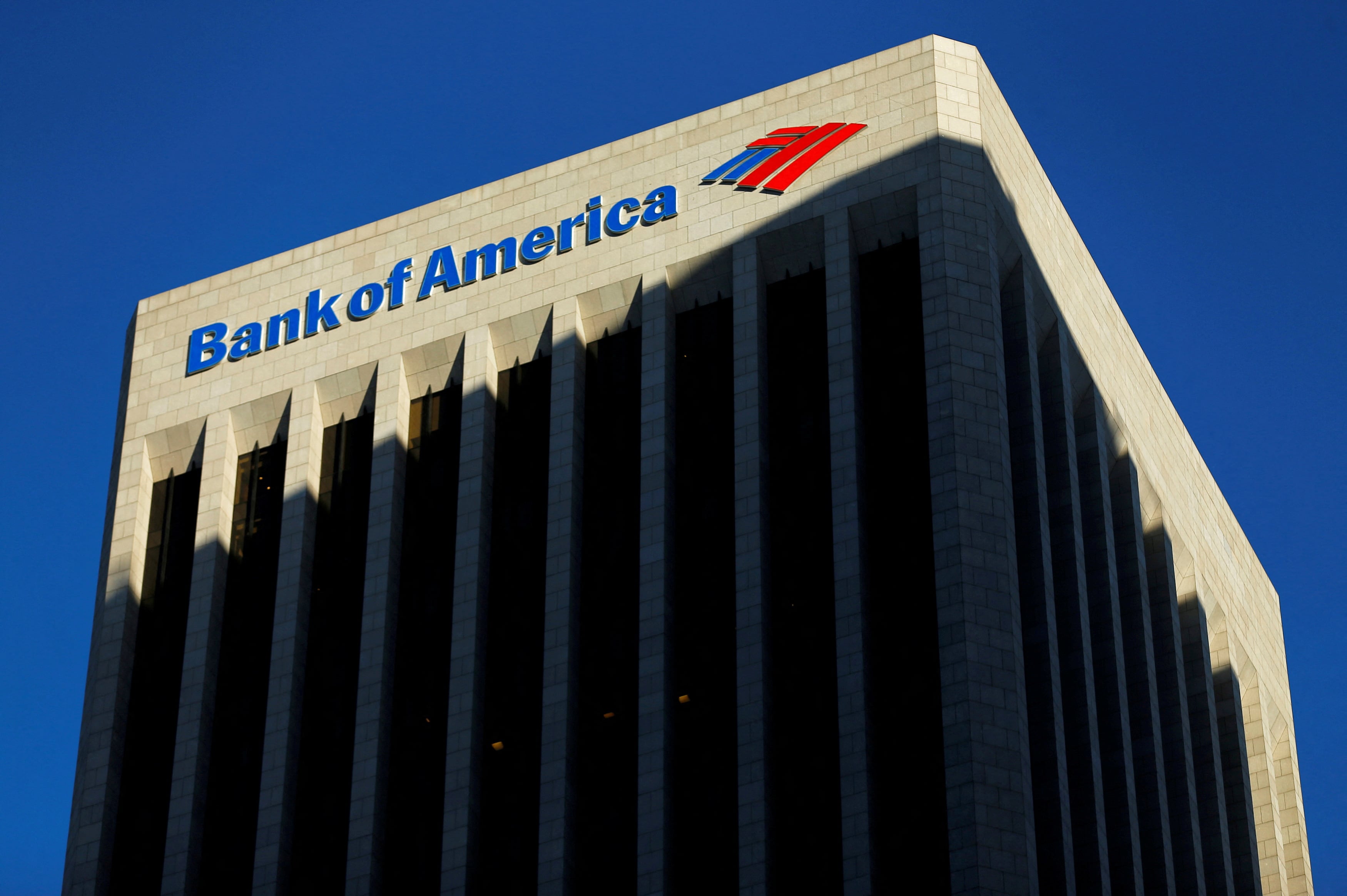 FILE PHOTO: The Bank of America building is shown in Los Angeles, California October 29, 2014.    REUTERS/Mike Blake/File Photo