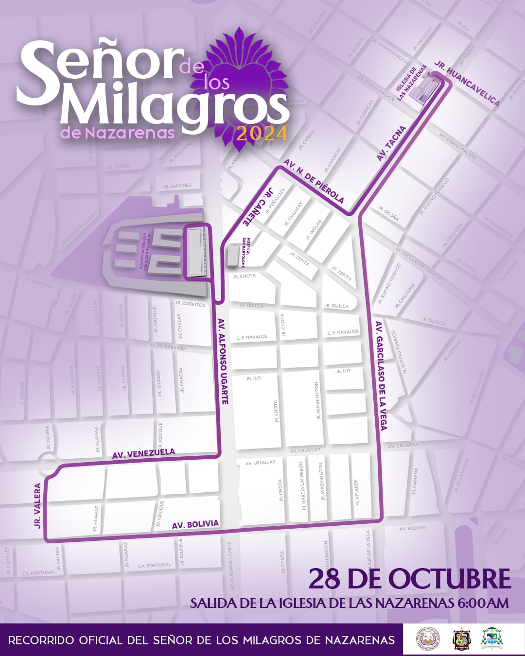 Recorrido del 28 de octubre. (Foto: Facebook Hermandad del Señor de los Milagros)