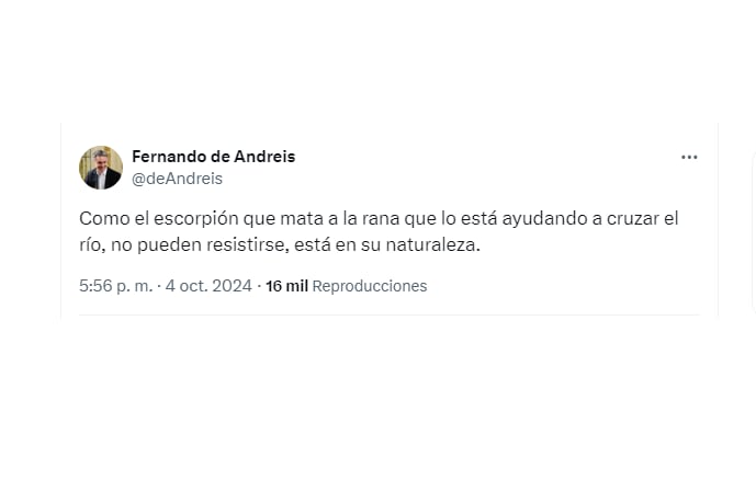 El tuit de Fernando de Andreis fue un mensaje de Mauricio Macri al Gobierno