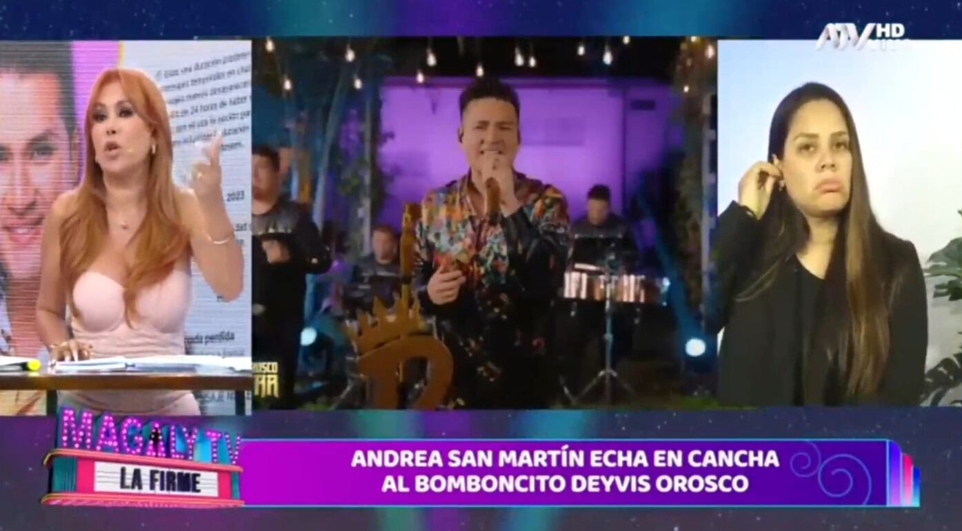 Andrea San Martín muestra pruebas de la videollamada que le hizo Deyvis Orosco: “Conmigo no juegues, yo soy transparente”. (Captura: Magaly TV La Firme)